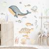 BUBUROOM Under The Sea Wall Decals Sea Life Stickers, Removable Wall Stickers, Watercolor Ocean Animals, Peel & Stick, for Nursery Baby Kids Bedroom Bathroom, Medium Set (57" W x 36" H) 50 Pcs view 3