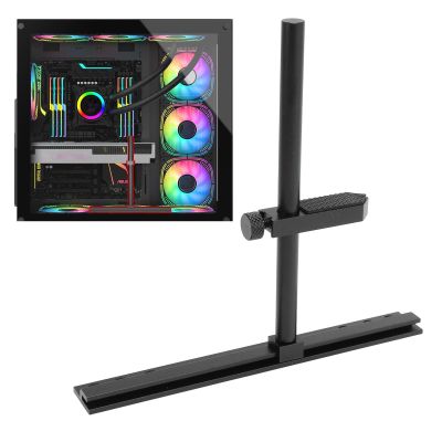 BAFOVY GPU Support Bracket, Leveling Bubble, Durable Aluminum Alloy Video Card Holder with Screws, 9cm 12cm 14cm Fan Compatible for ITX MATX ATX Cases, Adjusts from 10 to 129mm (Black)