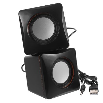 UKCOCO USB Powered Mini Desktop Speaker with Built in Subwoofer Compact Small Wired Audio Speakers for Computer Laptop Compatible with Smartphones and Tablets Portable Abs Multimedia