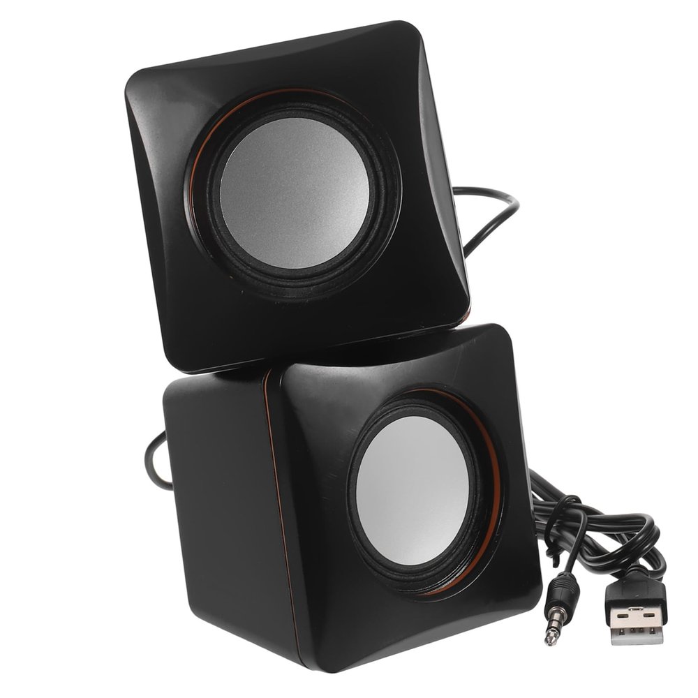 UKCOCO USB Powered Mini Desktop Speaker with Built in Subwoofer Compact Small Wired Audio Speakers for Computer Laptop Compatible with Smartphones and Tablets Portable Abs Multimedia