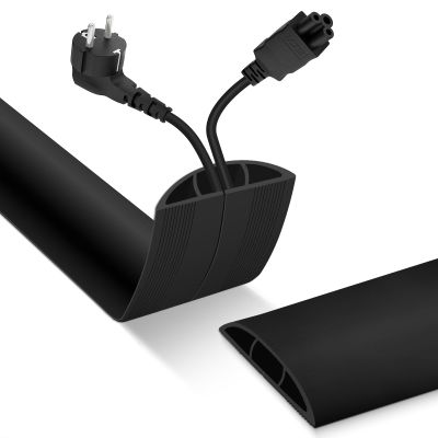 Floor Cord Cover, Cable Protector, 0.63W x 0.31H inches, Wire Cover for Extension Cords, Floor Cable Covers Prevent Cable Trips (Black, 50-3 Feet)
