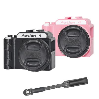 3D Printing Camera Grip Holder,Street Grip Vlog Holder Combo for DJI Action 5Pro/4/3 Camera Grip with UV Filter+Lens Cap+ Wrist Strap Camera Accessories (Action 4 Pink)