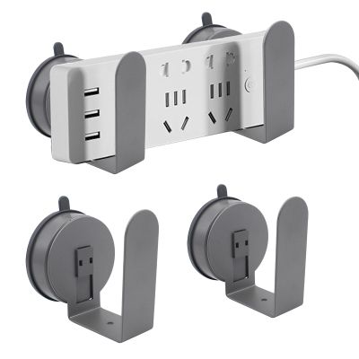 2 Sets Power Strip Holders, Suction Cup Punch Free Socket Holder, Detachable & Reusable Under Desk & Wall Mount Stand for Set-top Box, Router, Remote Control, Cable Management