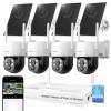 XMARTO Solar Camera Outdoor Wireless, 4 PCs QHD 4MP Wireless PTZ Security Camera System with 4K 10CH Expandable WiFi NVR, All-Weather Solar Charge, Two-Way Audio, PIR Sensor, No Monthly Fee, 500GB view 1