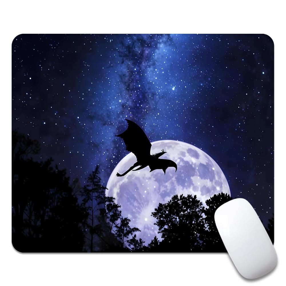 Dragon Forest Moon Square Mouse pad, Waterproof, Anti Slip Rubber Base, Computer Mouse pad