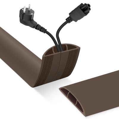 Floor Cord Cover, Cable Protector, 0.63W x 0.31H inches, Wire Cover for Extension Cords, Floor Cable Covers Prevent Cable Trips (Brown, 50-3 Feet)