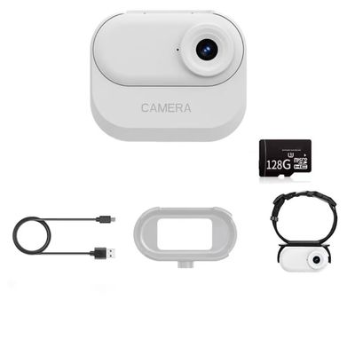 HD Camera Take Recorder Outdoor Sports Camera (White 128G)