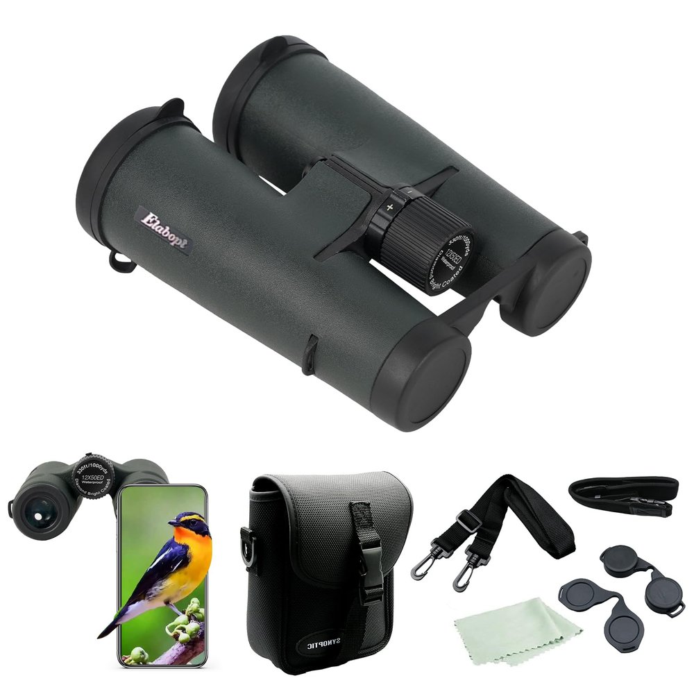 12X50ED Compact Binoculars for Adults  High-Powered BAK4 Prisms, Diamond White Coating, Waterproof & Fogproof, Rubber Armored  Ideal for Bird Watching, Hunting, Travel, Outdoor Sports