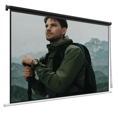 60''/72''/84'' Manual Pull Down Projector Screen, 16:9 HD Retractable Projection Screen for Home Cinema Theater School Office Presentation Outdoor Indoor(84IN)