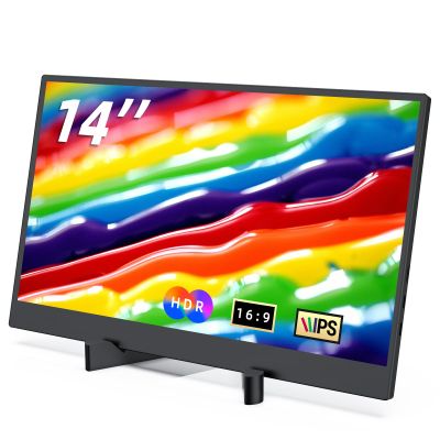 Amieipo Portable Monitor for Laptop, 14-inch Laptop Computer Monitor, with Stand, USB Type C and Mini HDMI Port, Suitable for Laptops, PC, Mobile Phones, PS, Xbox, as an External Gaming Monitor