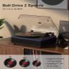 Record Player with Built in Speakers Bluetooth 5.3 Turntable Belt Drive 2-Speed Turntables for Vinyl Records High Fidelity Records Player with Magnetic Cartridge AT-3600L, Cool Light Strip, Black view 2