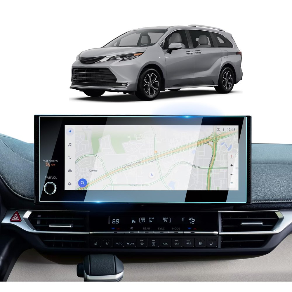2025-2026 Sienna Screen Protector For 2025 2026 Toyota Sienna (XLE/XSE/Limited/Platinum/Woodland Edition) 12.3Inch Touchscreen 2026 Sienna Accessories 9H Tempered Glass [NO Fingerprint&Scratches]