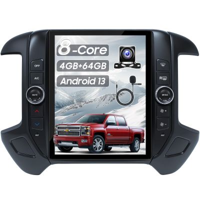 12.1 inch Car Stereo Radio for Silverado & GMC Sierra 2014 2015 2016 2017 2018, Android 13 4+64GB Wireless CarPlay& Android Auto/Voice Control/GPS/ Bluetooth5.0 /WiFi /1080P Rear Camera
