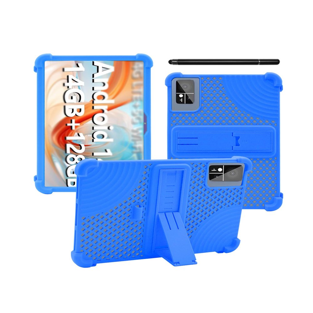 Case for EITOMIN D106 Tablet 10 inch 2025 Android14 Tablet,WUNIAK Hollow Back Design Heat Dissipation Shockproof Lightweight Adjustable Kickstand Silicone Shell&Kids Friendly Soft Case,Sky Blue