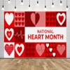 BELECO 9x6ft Fabric National Heart Month Backdrop Red Hearts Pattern Health Awareness Advocacy Events Background Heart Disease Prevention Speech Decorations Banner Photoshoot Props view 3