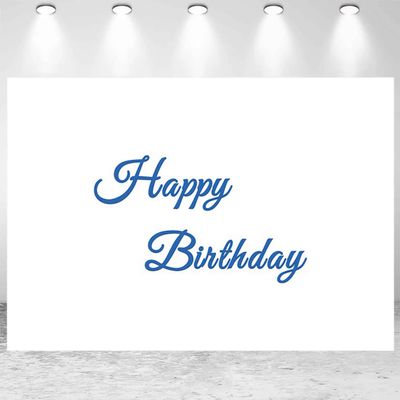 15x8ft Blue Happy Birthday Backdrop White Birthday Minimalist Art Photo Photography Background Kids Adults Birthday Party Banner Decorations Supplies Photo Studio Props
