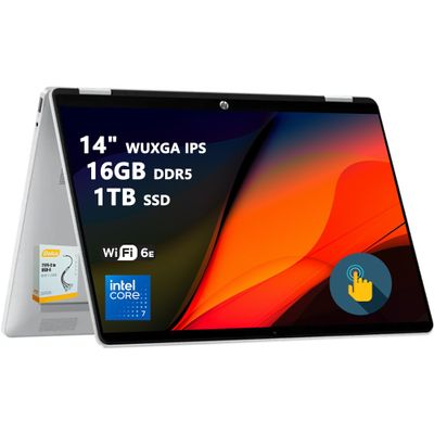 HP OmniBook 5 Flip 2-in-1 Laptop | 14" WUXGA IPS Touchscreen | 10-Core Intel Core 7 150U | 16GB DDR5 1TB SSD | Backlit Keyboard Wi-Fi6E 5MP IR Privacy Camera Win 11 w/DLCA Accessory