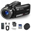 DINGIXOC 4K Camcorder Video Camera, 80MP HD Vlogging Camera for YouTube with IR Night Vision, 18X Digital Zoom, 3.0" IPS Screen, SD Card, 2 Batteries view 1
