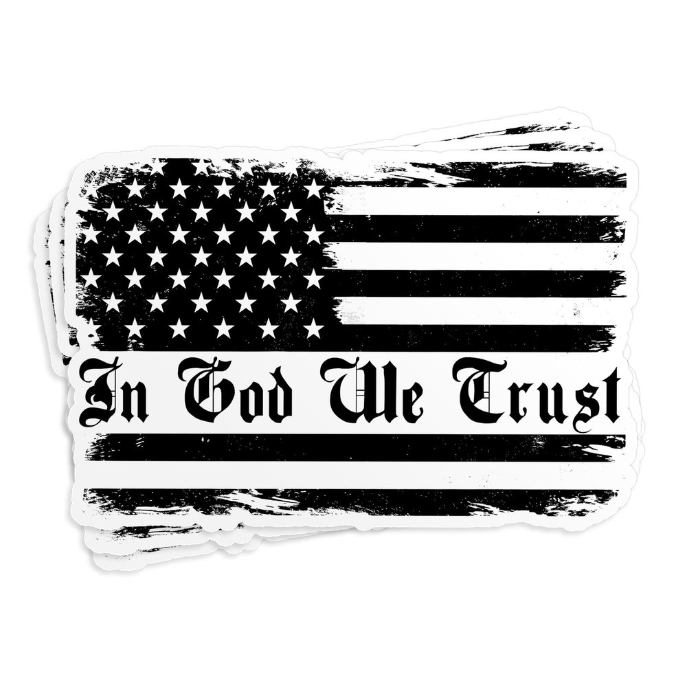 (3Pcs - 3") in God We Trust Sticker, American Flag Christian Faith Decal Religious Bible Verse Waterproof Die-Cut Vinyl Sticker for Laptop, Water Bottle, Hard Hat Gift for Him Men Father 3 Inches