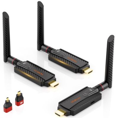 Wireless HDMI Transmitter with 2 Receivers, 656ft Long Range, 0.05s Low Lag & Privacy Button, Stable 1080PPlug and Play for Live Streaming, PC, Camera, Church,Presentation