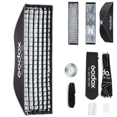 Godox Softbox UL-30x120 11.8"x47.2" Strip Softbox, Quick-Release Umbrella Design Bowens Mount with Grid & Deflector, for Rim Lighting & Product Photography
