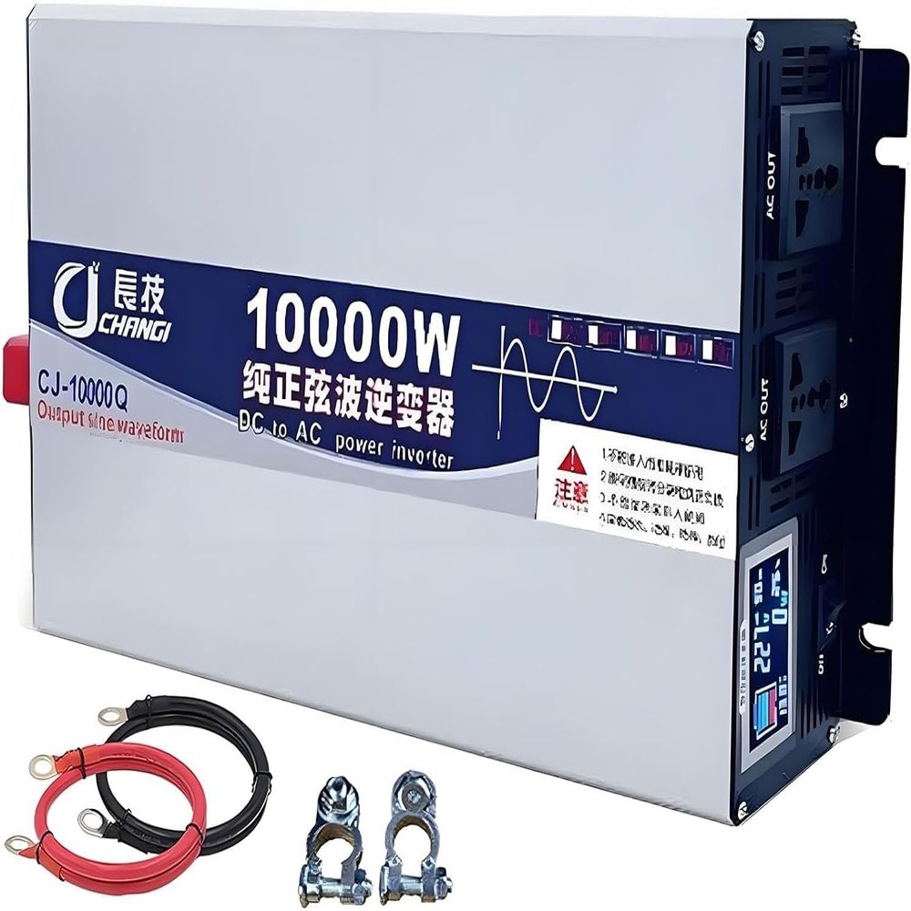 Upgraded High Power Pure Sine Wave Inverter 2200W/3000W/4000W/5000W/6000W/8000W/10000W/12000W/16000W Transformer 12V 24V 48V 60V 72V DC to 110V 220V 230V AC Car Voltage Converter(10000W,72Vto220V)