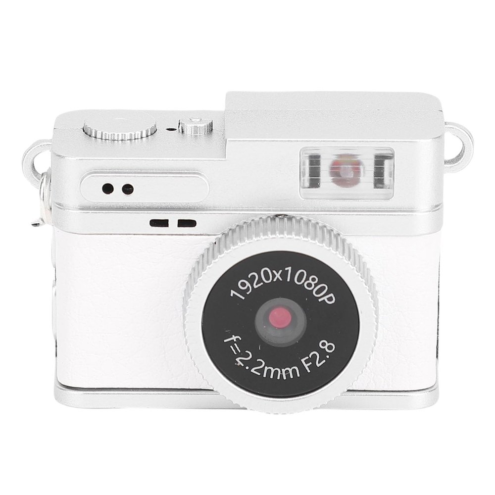 VBESTLIFE Keychain Digital Camera, 1080P HD Portable Small Compact Video Recorde with Flash Light and Chain Necklace, for Travel, Vlog (White)