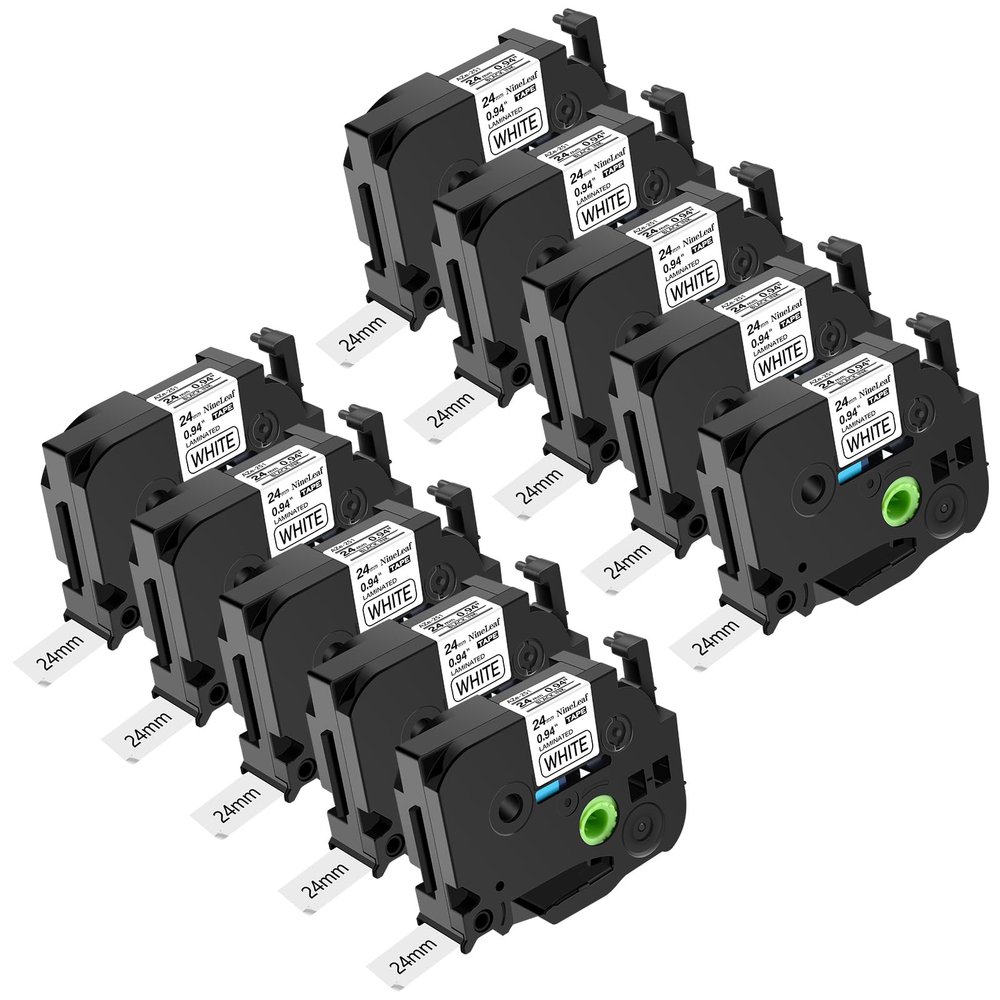 NineLeaf 10 Pack TZe-251 Label Maker Tape Compatible for Brother P-Touch Label Tape TZe251 24mm 0.94'' Laminated White TZ251 TZ-251 1'' TZe TZ for Ptouch PT-D600 D610BT P700 P710BT P900 E500