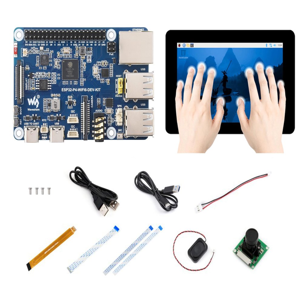 AI ESP32-P4-WIFI6-DEV-KIT Dev Board, Based On ESP32-P4 and ESP32-C6, Supports Wi-Fi 6, Bluetooth 5 / BLE 5, Supports AI Speech Interaction, with Camera, Speaker, 7inch DSI Touchscreen,14 Items
