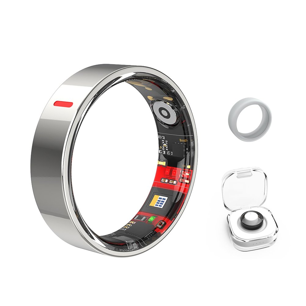 OVLOKS Smart Rings for Men & Women,Tracker with Step,Fitness,Health,Sleep,Blood Pressure,Smart Wearable,iOS & Android Compatible,Non-Subscription (Silver, 10)
