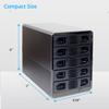 5 Bay USB 3.2 Type-C 10Gbps Daisy-Chain Hard Drive Enclosure DAS, Support 120TB (5X 24TB) 2.5" & 3.5" SATA HDD/SSD view 2