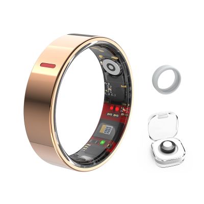 OVLOKS Smart Rings for Men & Women,Tracker with Step,Fitness,Health,Sleep,Blood Pressure,Smart Wearable,iOS & Android Compatible,Non-Subscription (Gold, 12)