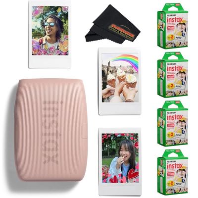 Fujifilm INSTAX Mini Link 3 Smartphone Printer with INSTAX Mini Instant Film and Sunshine Microfiber Cleaning Cloth... (4 Twin Pack (80 Sheets), Rose Pink)