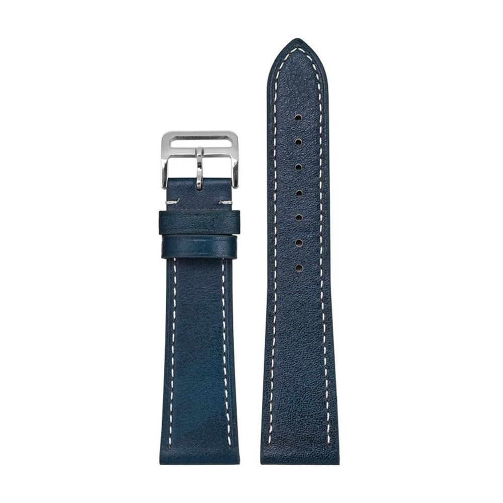 Leather Watch Strap Band Universal Watchband Retro Bracelet Quick Release Bar Wristband(Blue,21mm)