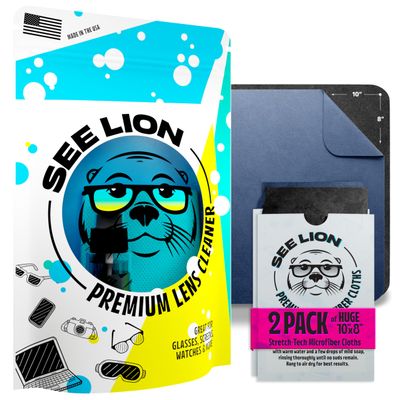 See Lion Premium Lens Cleaner Kit Bundle with 2-Pack Microfiber Cleaning Cloths in Light Back/Navy