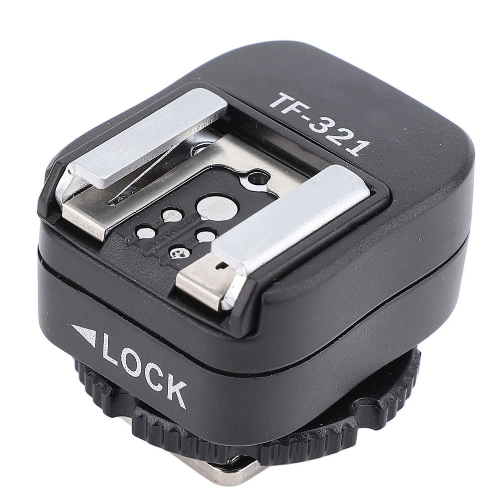 Pomya Flash Hot Shoe Mount Adapter with Extra PC Sync Port, TF 321 Hot Shoe Adapter for EL Series Flash & for R E Series Camera, Supports Center Point Triggering
