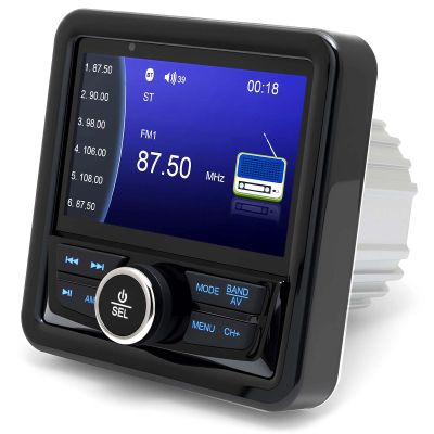 Marine Boat Stereo Gauge Receiver - Audio Systems, 3.9 Inch Video Playback, Wireless Connection, AM/FM, USB Port, AUX, No CD DVD Player Radio Receiver, MP5 Player Radio Receiver