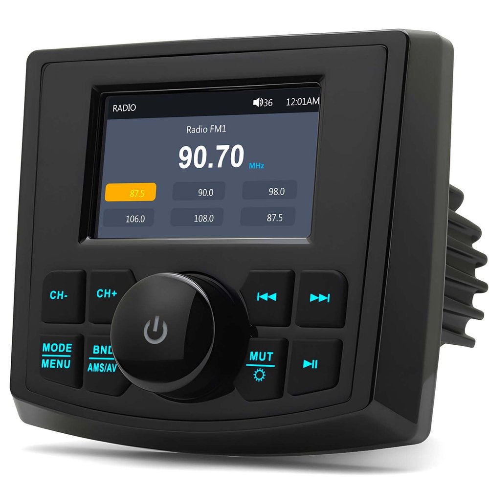 Marine Boat Stereo Gauge Receiver - Audio Systems, 2.9 Inch Video Playback, Wireless Connection, AM/FM, USB Port, AUX, No CD DVD Player, MP5 Player Radio Receiver