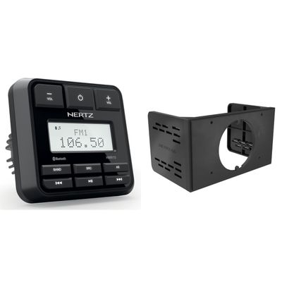 Hertz HMR 15 Media Receiver AM/FM/USB Bluetooth and Double-Din Dash Kit Adapter for 3.5" Round Mount Marine Multimedia Players
