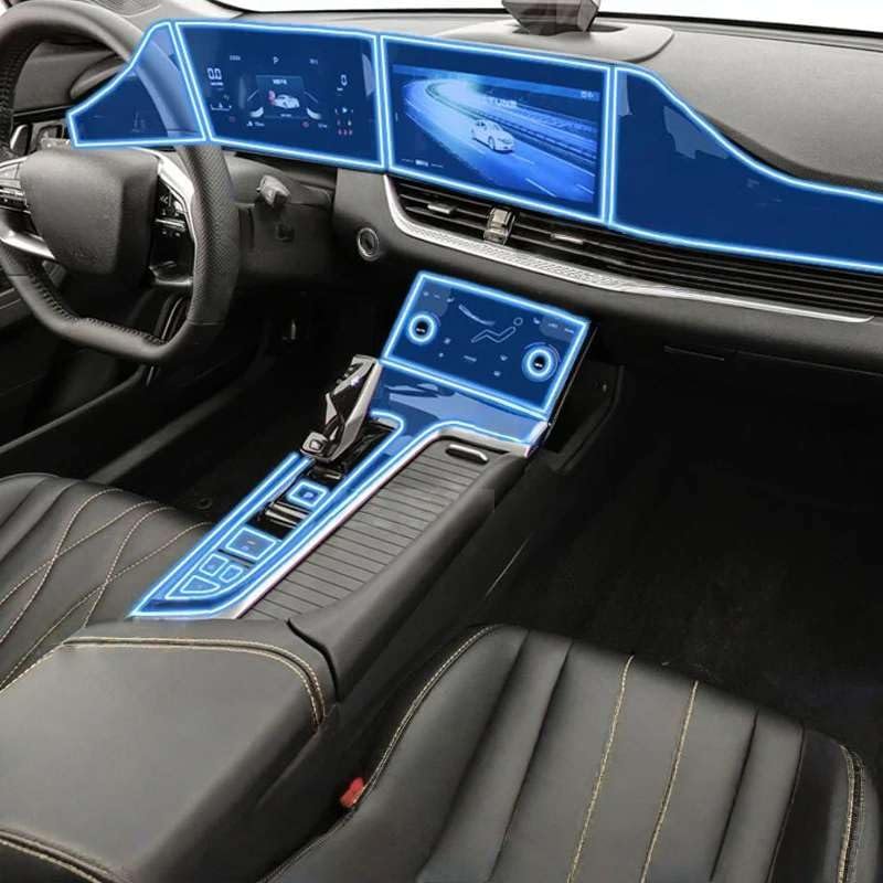 Car Accessories TPU Panel Navigation Screen Interior Protective Film, for FAW BESTUNE B70 2023 2024 Sticker Anti-Scratch