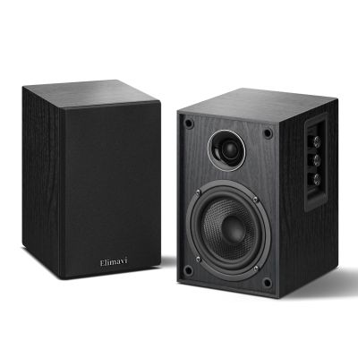Elimavi Powered Bookshelf Speakers, 40W X 2 Record Player Speakers with 4 Inch Woofer and a 1" Silk Dome Tweeter, BT5.3/RCA/USB-C Audio Input for PC and TVs, Black