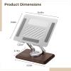 Adjustable Laptop Stand for Laptops, Wooden Foldable Desk Mount with Aluminum Alloy Panel, Height Adjustable Desk Stand, Ventilated Cooling Design, 360 Rotating Base view 3