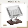 Adjustable Laptop Stand for Laptops, Wooden Foldable Desk Mount with Aluminum Alloy Panel, Height Adjustable Desk Stand, Ventilated Cooling Design, 360 Rotating Base view 4