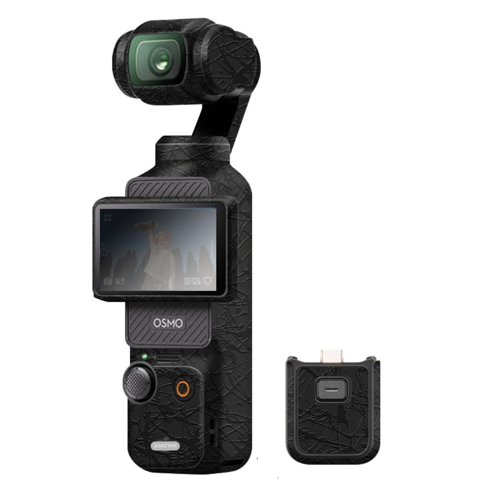Pocket3 Camera Decal Skin Creator Combo Sticker Vinyl Wrap Anti-Scratch Protective Film Coat Accessories for DJI Osmo Pocket 3 (Splash Ultra Black)