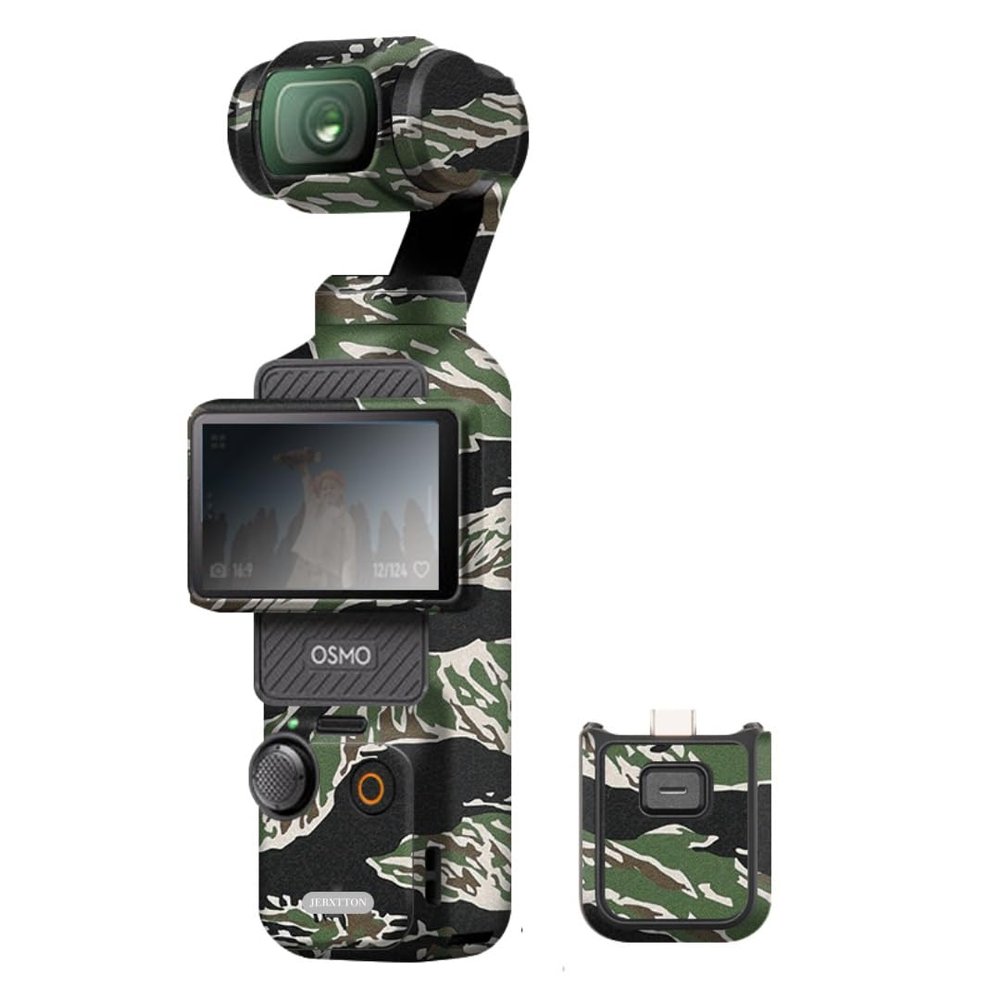 Pocket3 Camera Decal Skin Creator Combo Sticker Vinyl Wrap Anti-Scratch Protective Film Coat Accessories for DJI Osmo Pocket 3 (Tiger Stripe Camo)