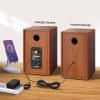 Elimavi Powered Bluetooth Bookshelf Speakers, 40W X 2 Record Player Speakers with 4 Inch Woofer and a 1" Silk Dome Tweeter, BT5.3/RCA/USB-C Audio Input for PC and TVs, Brown view 2