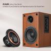 Elimavi Powered Bluetooth Bookshelf Speakers, 40W X 2 Record Player Speakers with 4 Inch Woofer and a 1" Silk Dome Tweeter, BT5.3/RCA/USB-C Audio Input for PC and TVs, Brown view 3