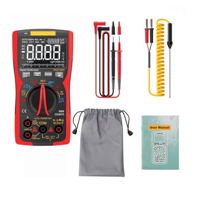 LIBODD Transistor Capacitor NCV Detector LCR Meter Digital Multimeter 9999 Professional True RMS AC/DC Analog Tester(SZ18 Red min)