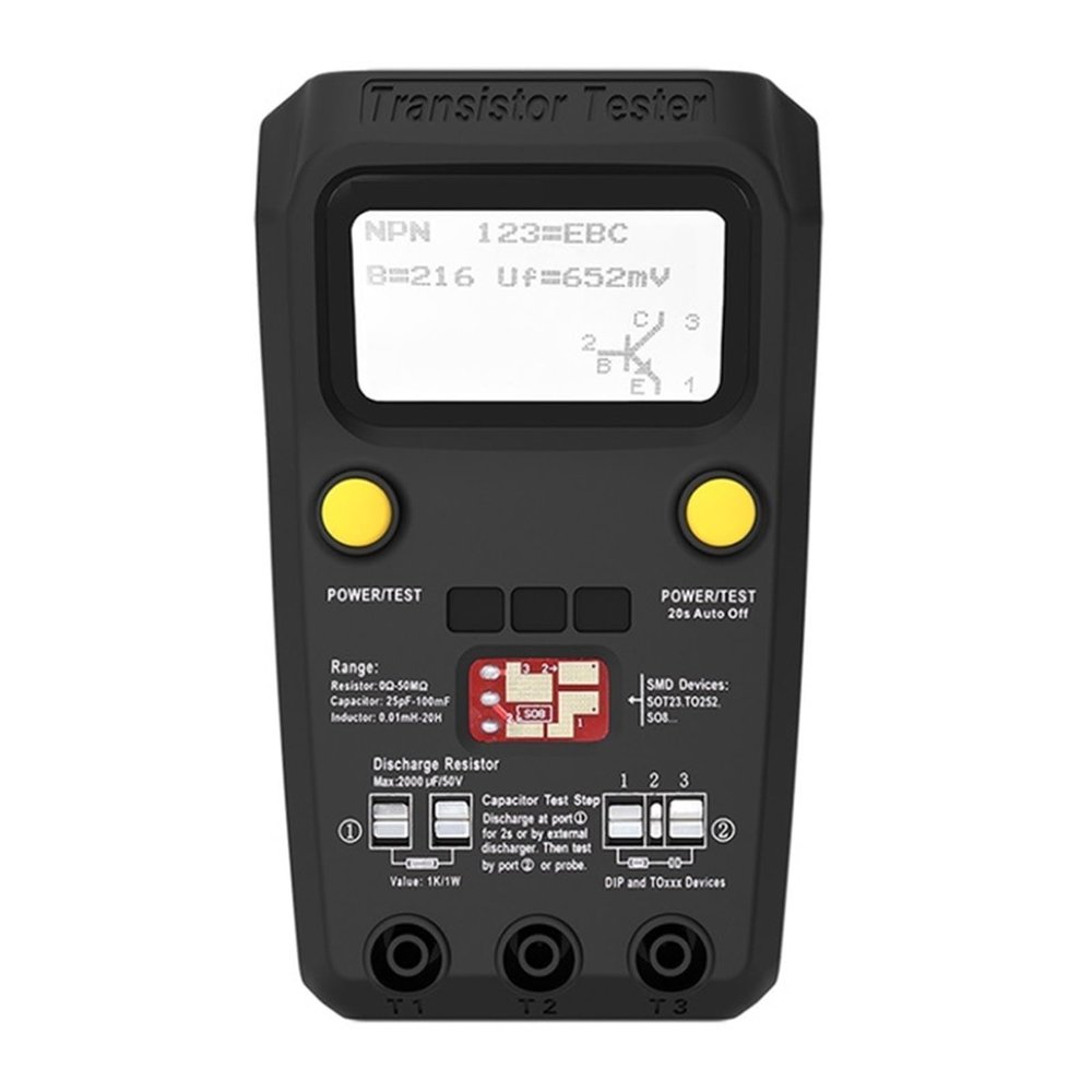 LIBODD Digital Transistor Tester Multimeter SMD Components Diode Triode Capacitance Inductance Resistance LCR Meter(ESR02PRO-Black)
