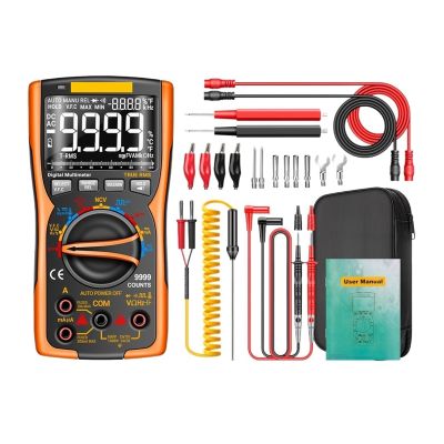 LIBODD Transistor Capacitor NCV Detector LCR Meter Digital Multimeter 9999 Professional True RMS AC/DC Analog Tester(SZ18 Orange Pro)